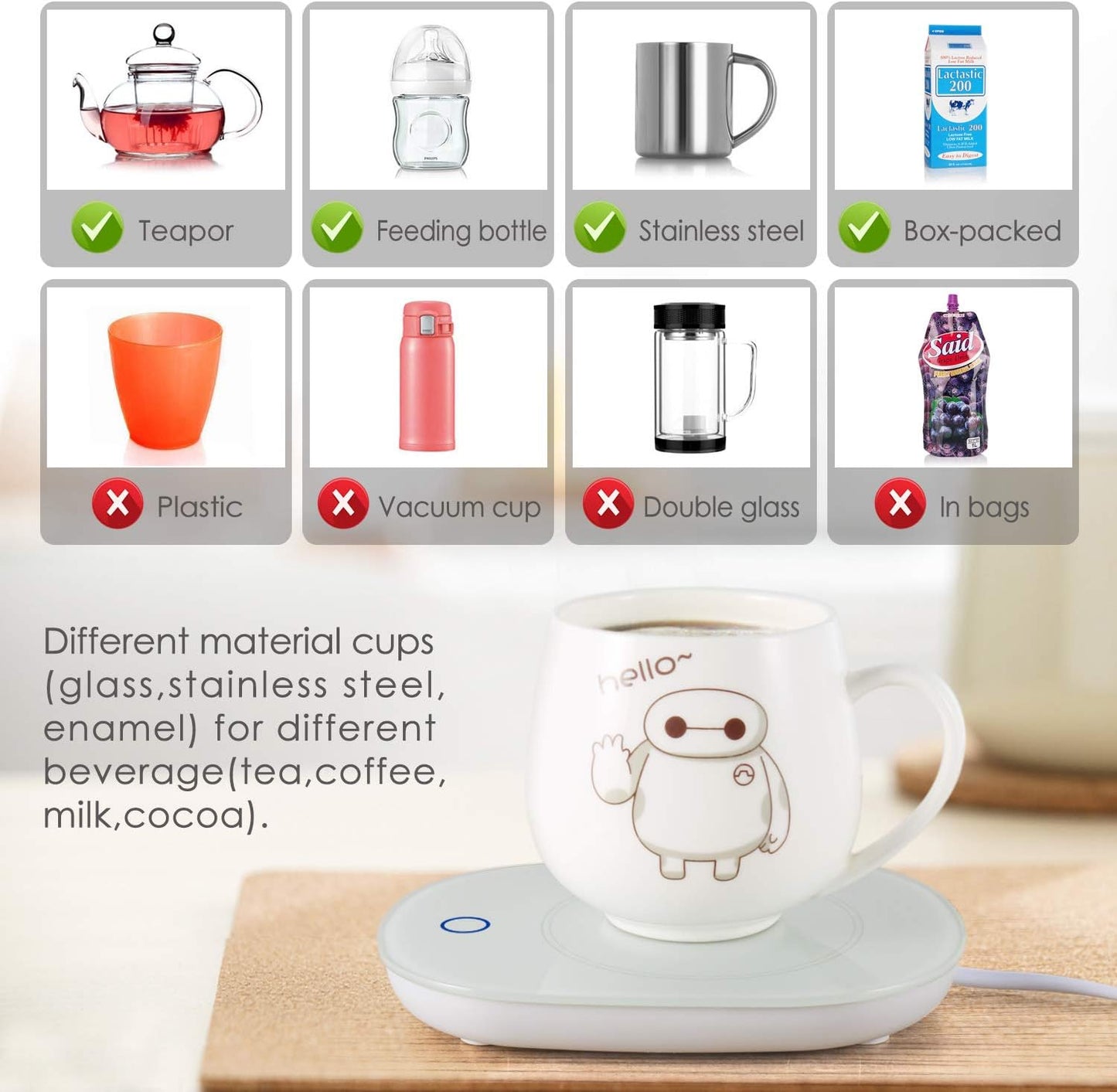 Coffee Mug Warmer for Desk with Auto Shut Off, Coffee Cup Warmer for Desk Office Home, Electric Beverage Warmer Plate for Coffee Tea Milk and Cocoa, White